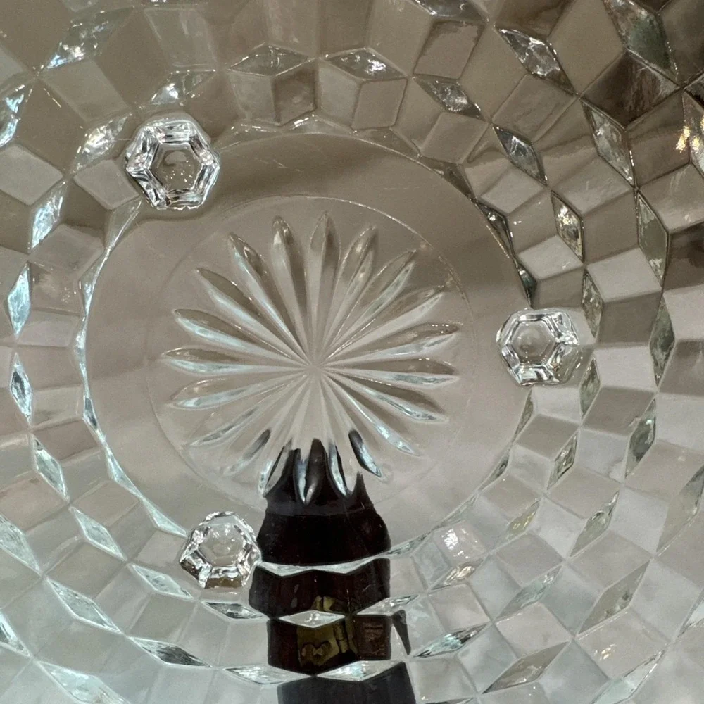Fostoria American Clear Pressed Glass 12.5 inch Footed Cake Plate Vintage